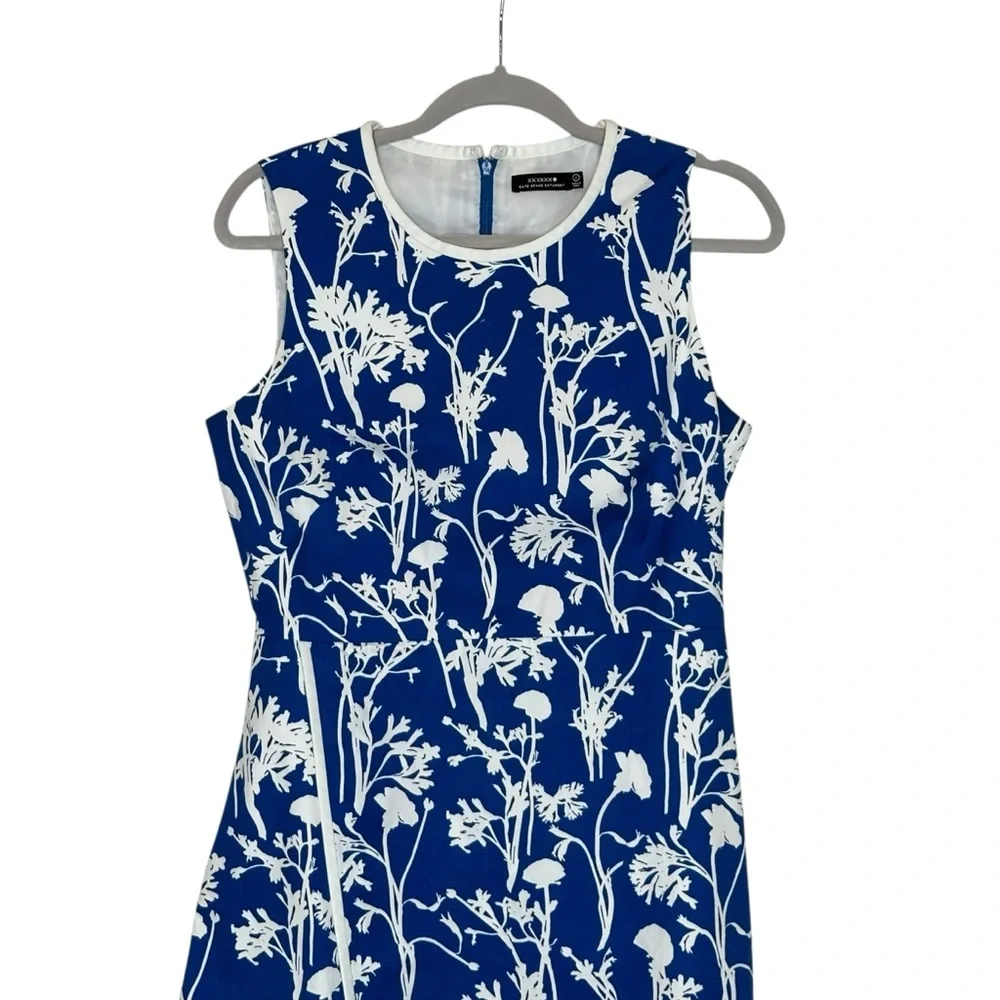Kate Spade Saturday Blue White Floral Poppy Faux Wrap Dress | 8